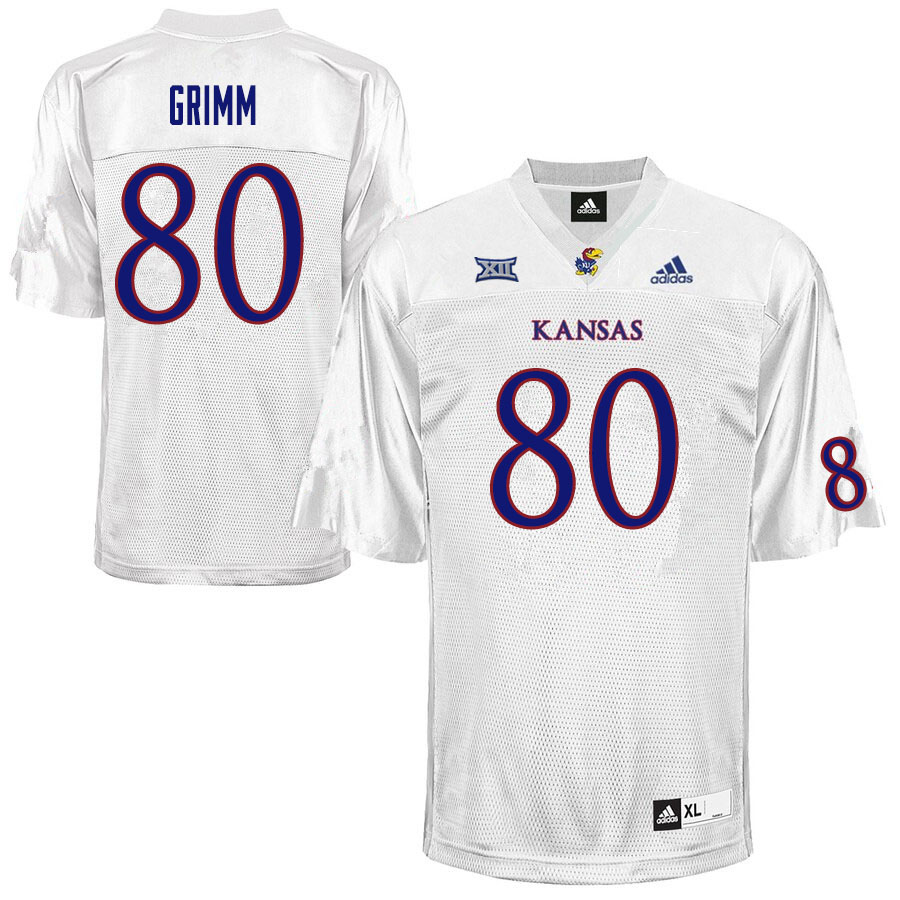 Men #80 Luke Grimm Kansas Jayhawks College Football Jerseys Sale-White